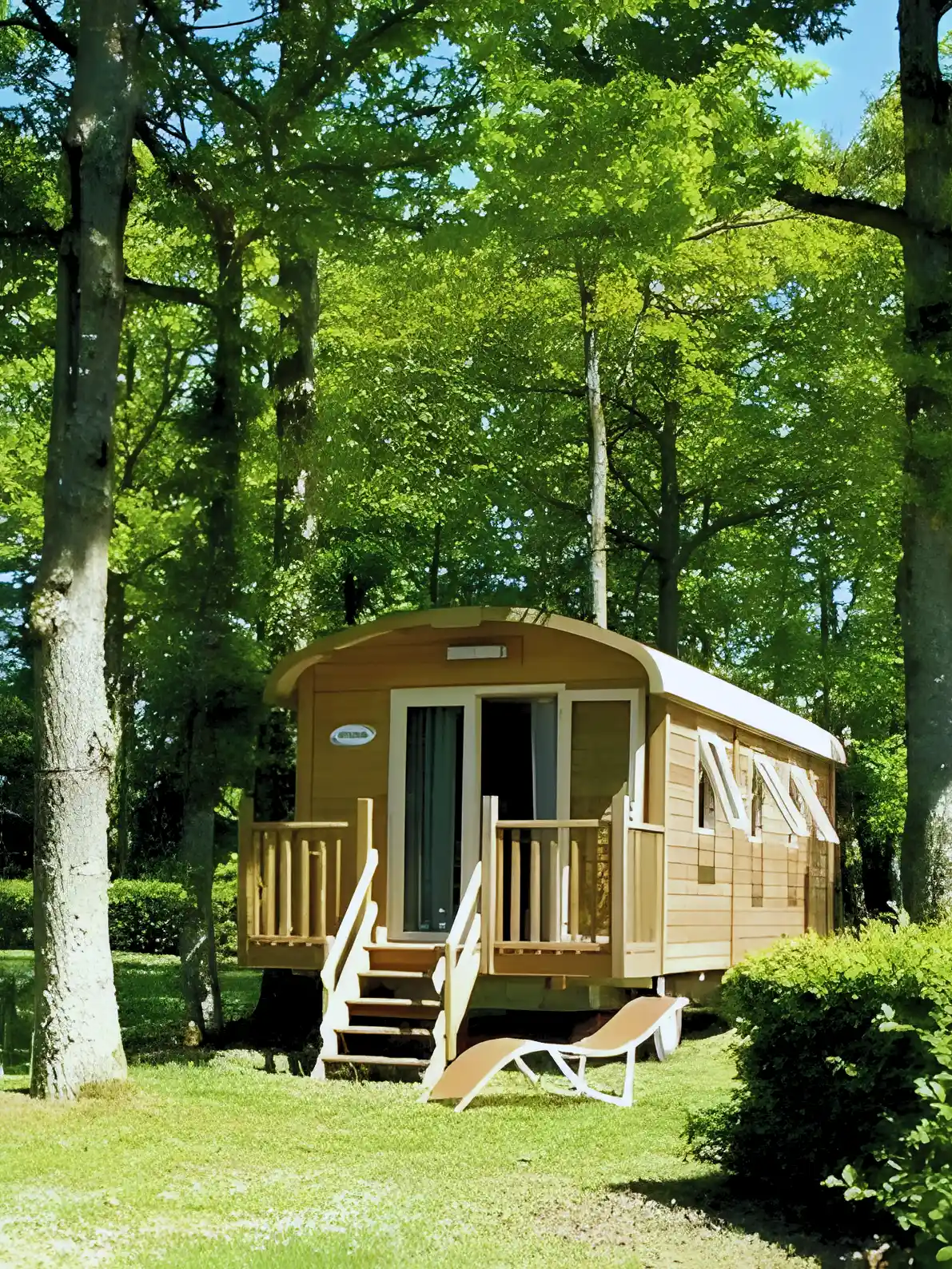 roulotte dans la foret sous le soleil